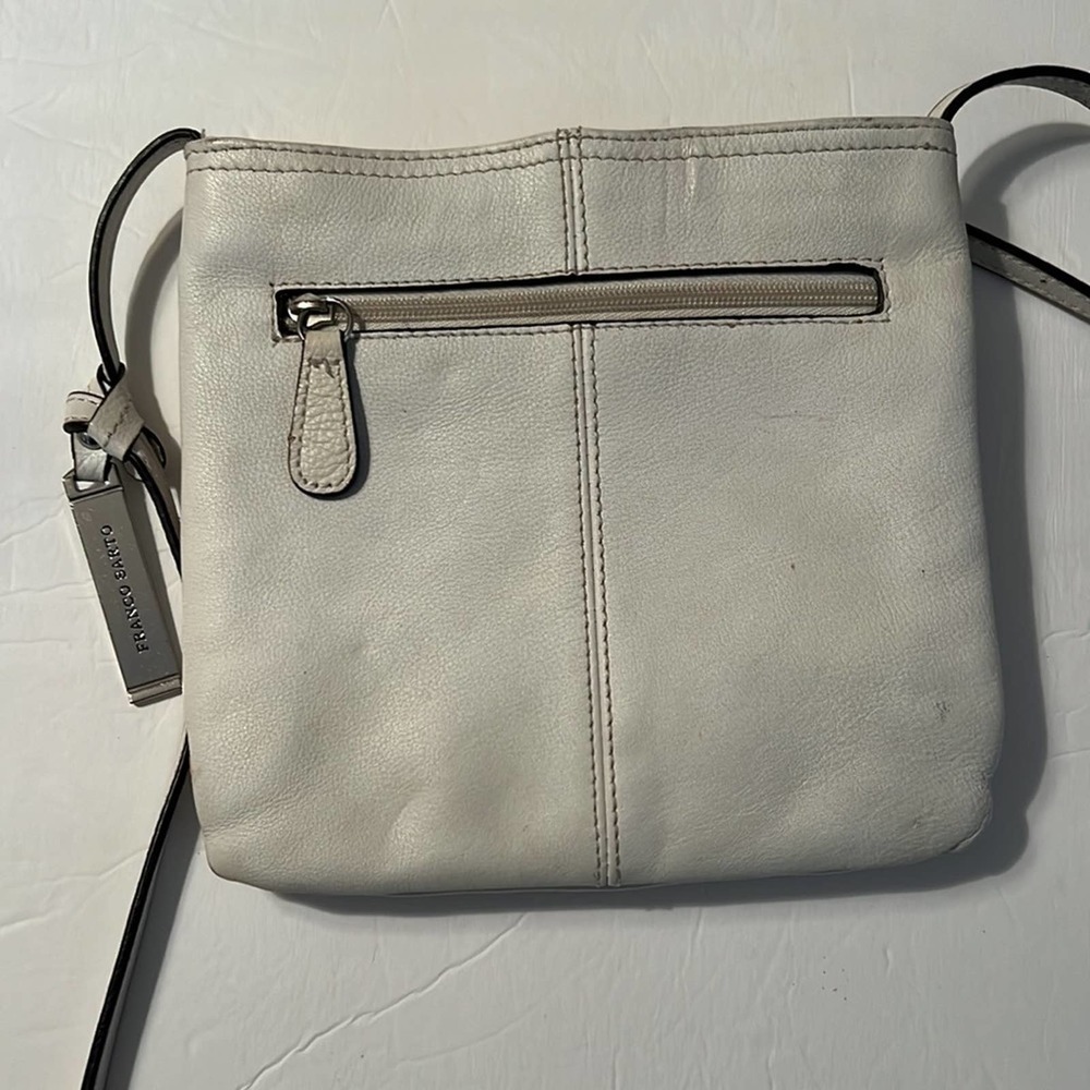 Franco Sarto white leather crossbody zip closure and pockets adjustable strap - Picture 7 of 16